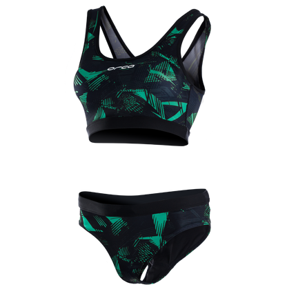 Orca Women's Bikini Swim Costume 2021 - Black/ Green - Front