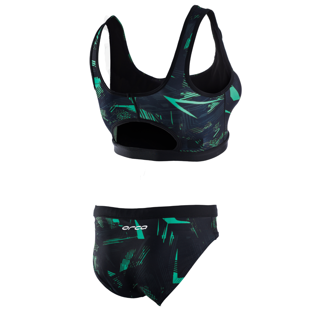Orca Women's Bikini Swim Costume 2021 - Black/ Green - Back