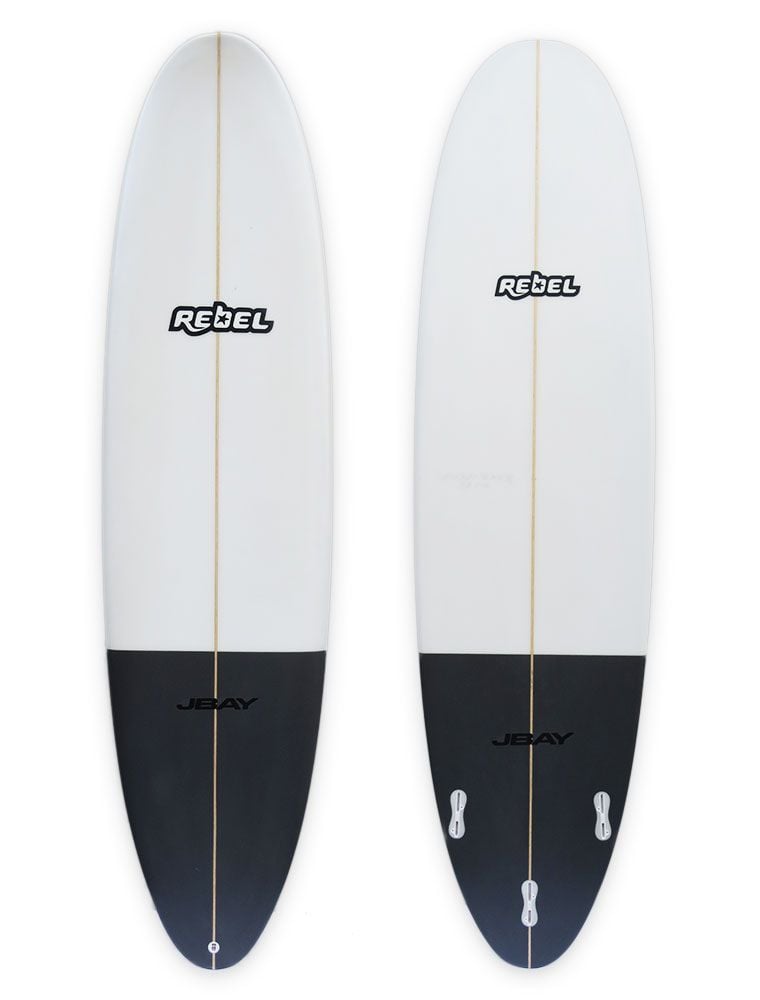 Rebel Mini Mal Surfboard - Dark Grey Tail Dip - Full View