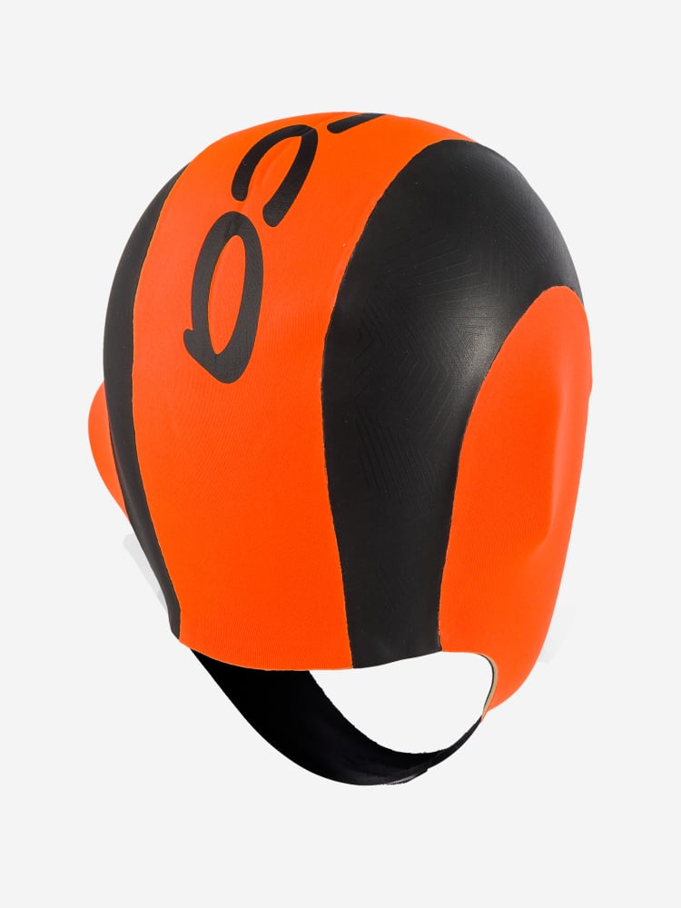 Orca Neoprene Swim Cap - Black/Orange