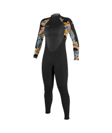 O'Neill Women's Epic 3/2mm Back Zip Summer Wetsuit in Black/Demiflor