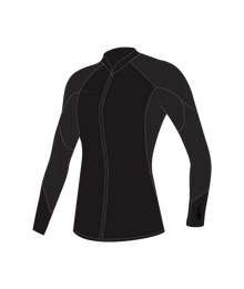 O'Neill Womens Hyperfreak 2/1.5mm Front Zip Wetsuit Jacket in Black