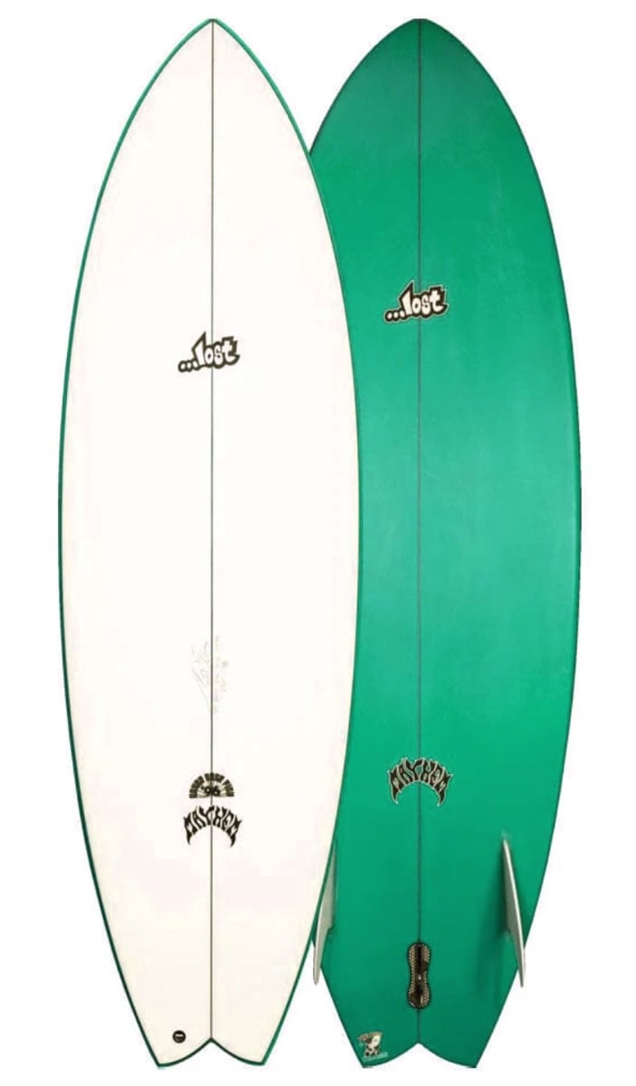 Lost RNF 96 Fish Surfboard - White / Green