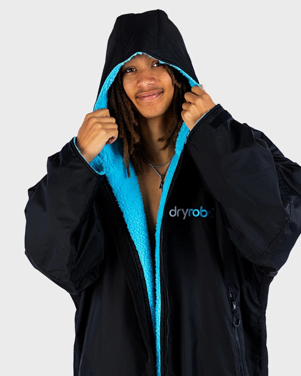 Dryrobe Advance Long Sleeve Changing Robe - Black / Blue