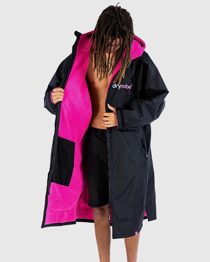 Dryrobe Advance Long Sleeve Changing Robe - Black/Pink