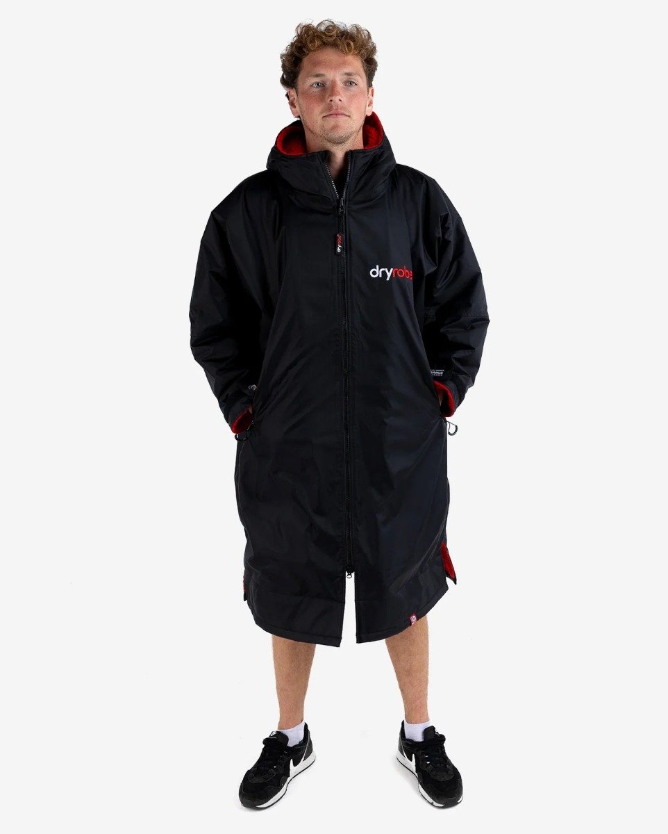Dryrobe Advance Long Sleeve Adult Changing Robe - Black/Red