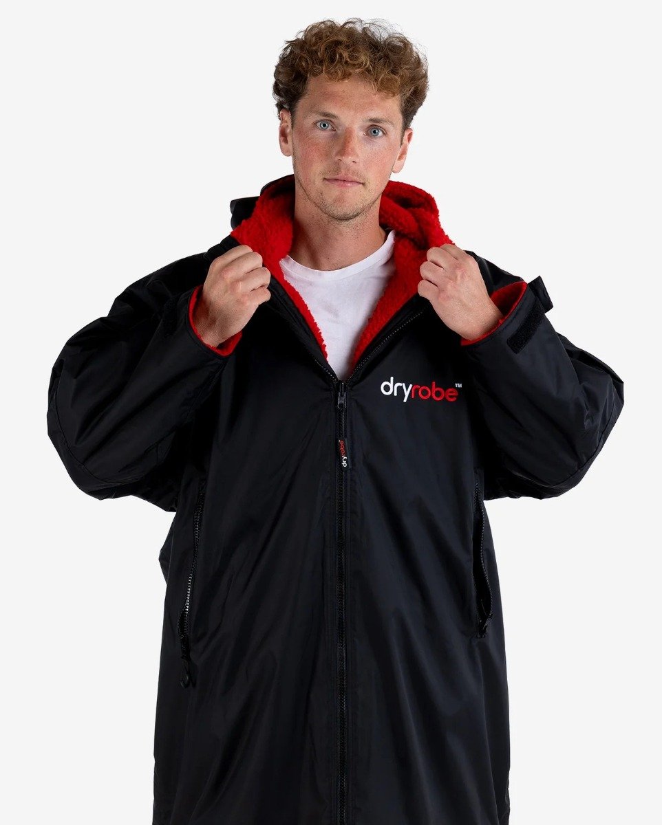 Dryrobe Advance Long Sleeve Adult Changing Robe - Black/Red