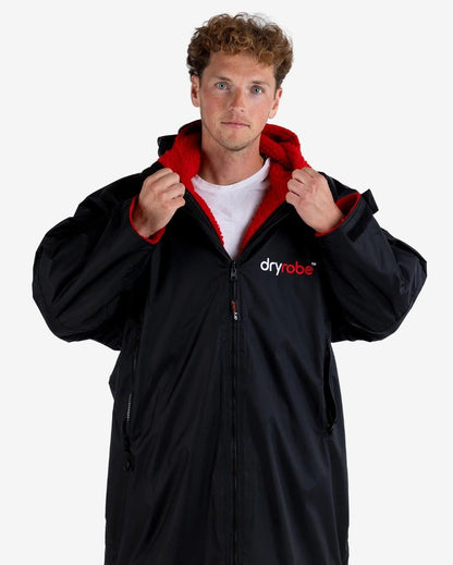 Dryrobe Advance Long Sleeve Adult Changing Robe - Black/Red