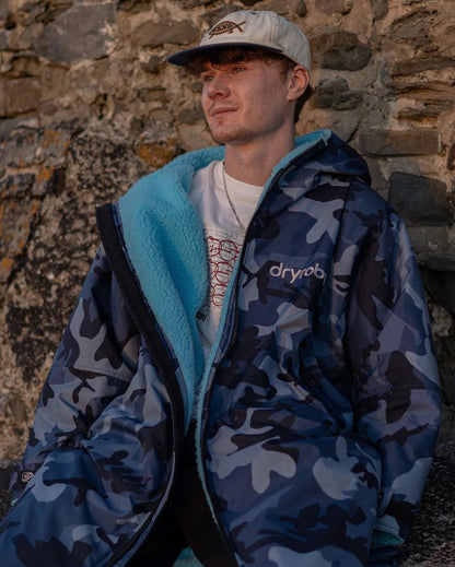 Dryrobe Advance Long Sleeve Changing Robe - Blue Camo / Blue