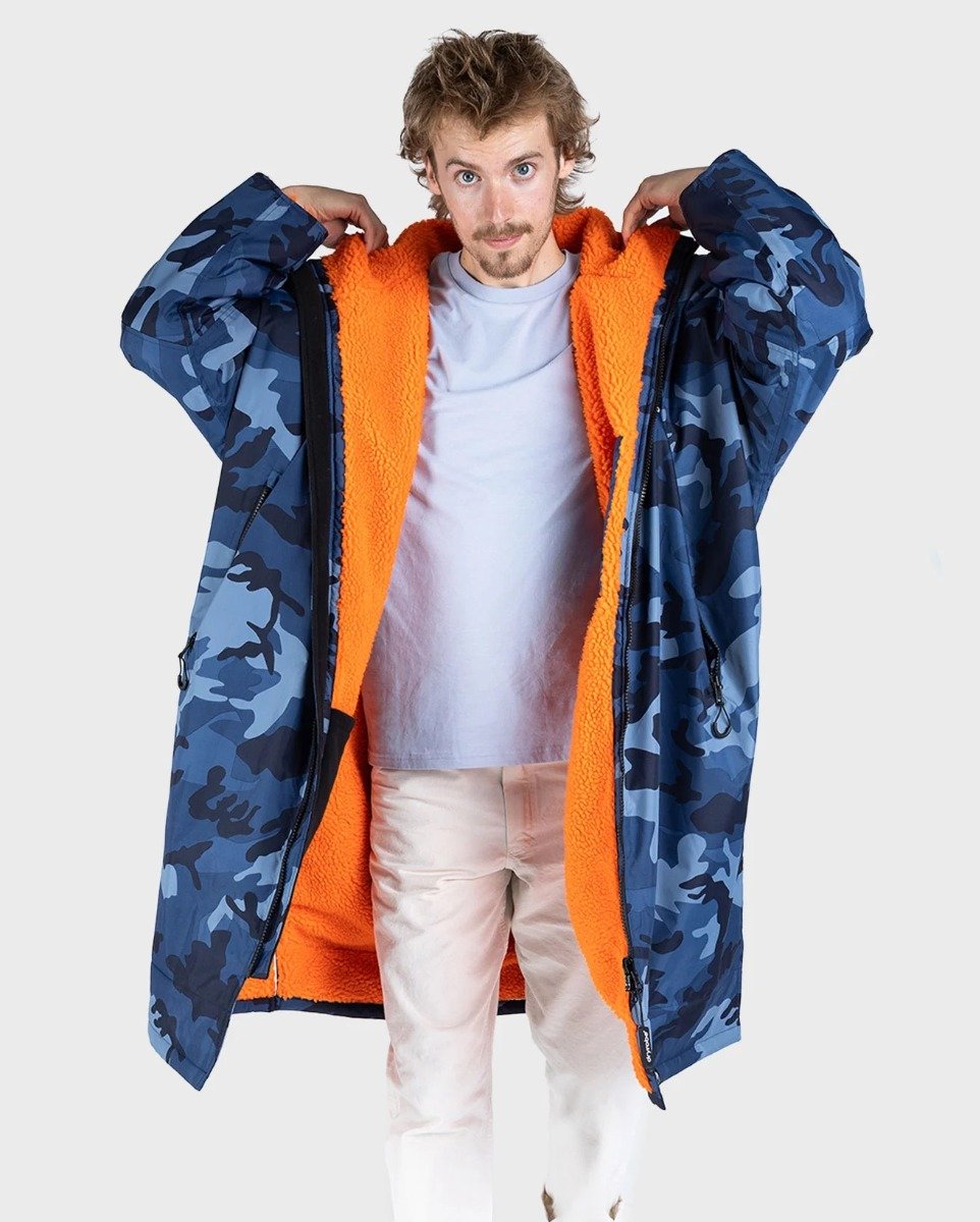 Dryrobe Advance Long Sleeve Changing Robe - Blue Camo / Orange