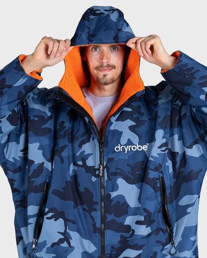 Dryrobe Advance Long Sleeve Changing Robe - Blue Camo / Orange