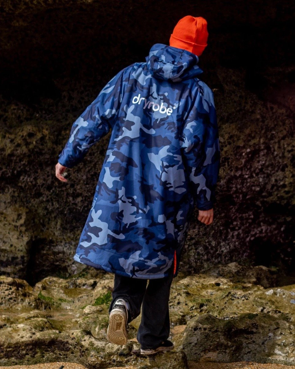 Dryrobe Advance Long Sleeve Changing Robe - Blue Camo / Orange
