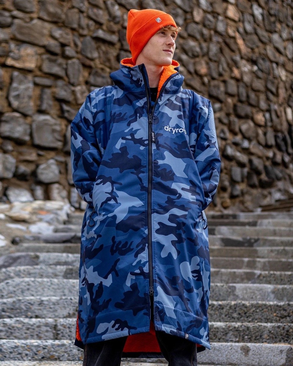 Dryrobe Advance Long Sleeve Changing Robe - Blue Camo / Orange
