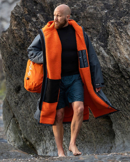 Dryrobe Advance Long Sleeve Changing Robe - Dark Grey / Orange