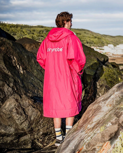 Dryrobe Advance Long Sleeve Changing Robe - Pink / Light Grey