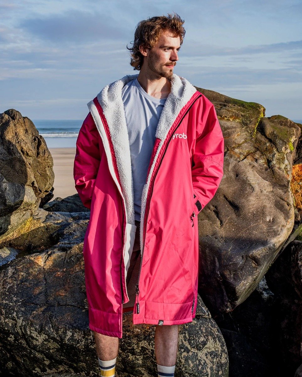 Dryrobe Advance Long Sleeve Changing Robe - Pink / Light Grey