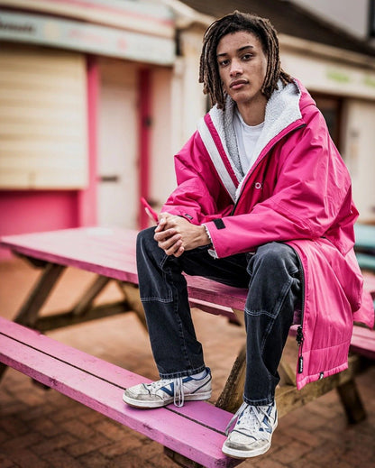 Dryrobe Advance Long Sleeve Changing Robe - Pink / Light Grey