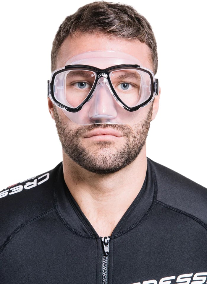 Cressi Perla Swim Adult Snorkel Face Mask - Clear/Black