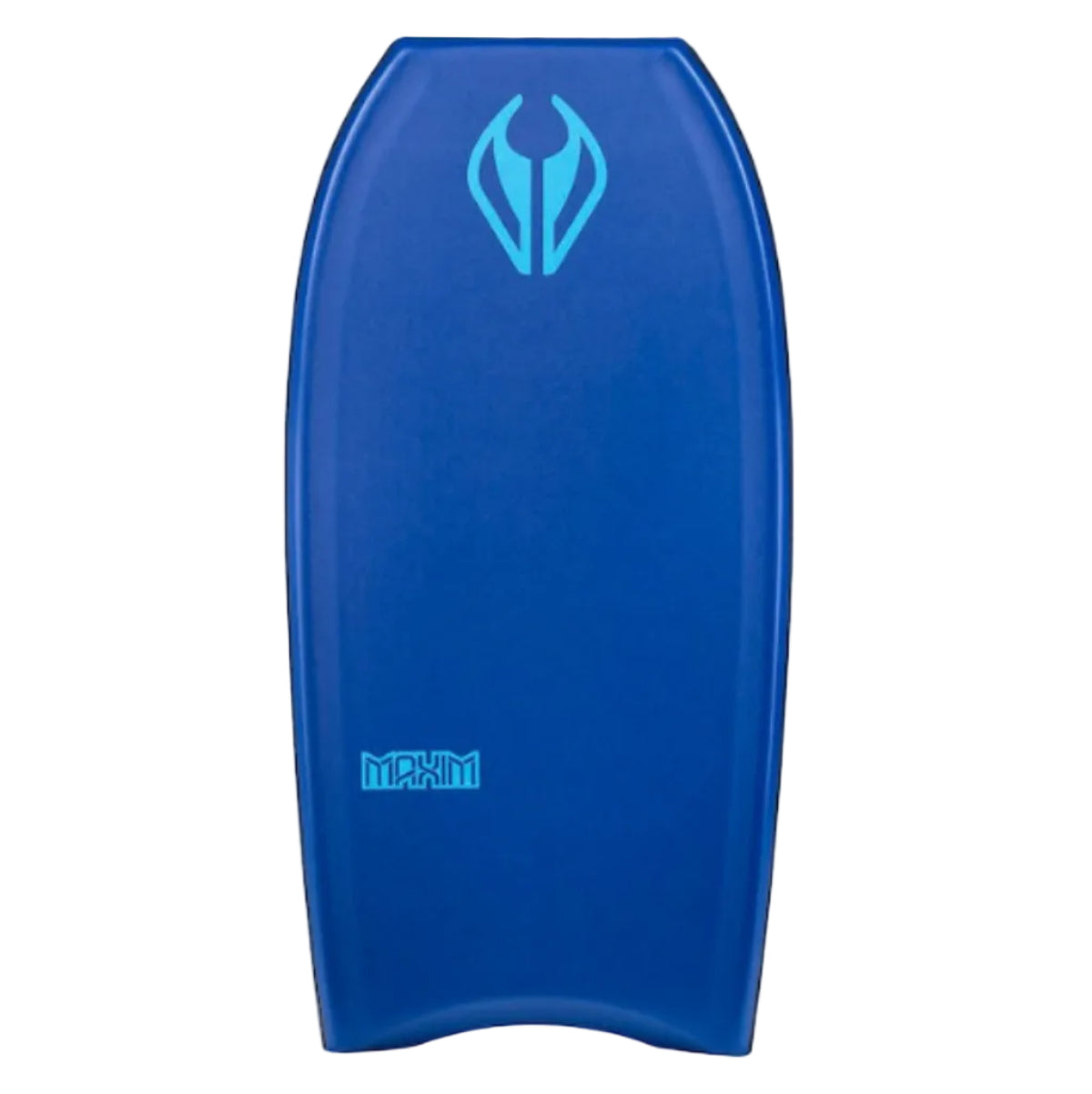 Blue bodyboard with a light blue logo on a white background.