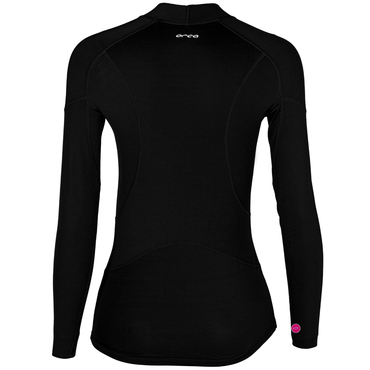 Orca Base Layer Womens Long Sleeve Rash Vest - Black - Back