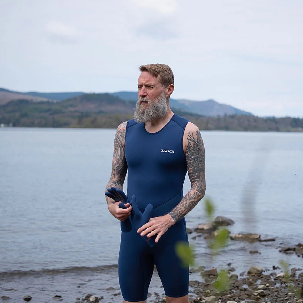 ZONE3 Men's Yulex Back Zip Sleeveless Kneeskin Wetsuit - Navy
