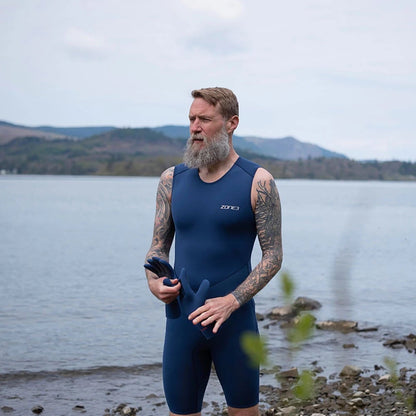 ZONE3 Men's Yulex Back Zip Sleeveless Kneeskin Wetsuit - Navy