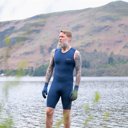 ZONE3 Men's Yulex Back Zip Sleeveless Kneeskin Wetsuit - Navy