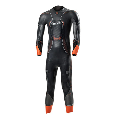 Zone3 Mens Vanquish-X Swim Wetsuit in Black/Orange