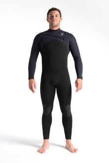 C Skins ReWired 4/3mm Chest Zip Wetsuit - Anthracite/Black/Ultra Cyan - Front