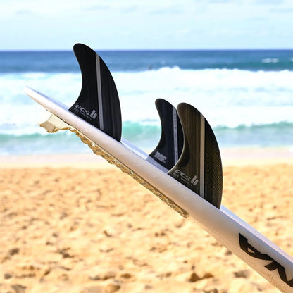 FCS II Mick Fanning Glass Fibre Fusion Tri Fin Set - Smoke/White