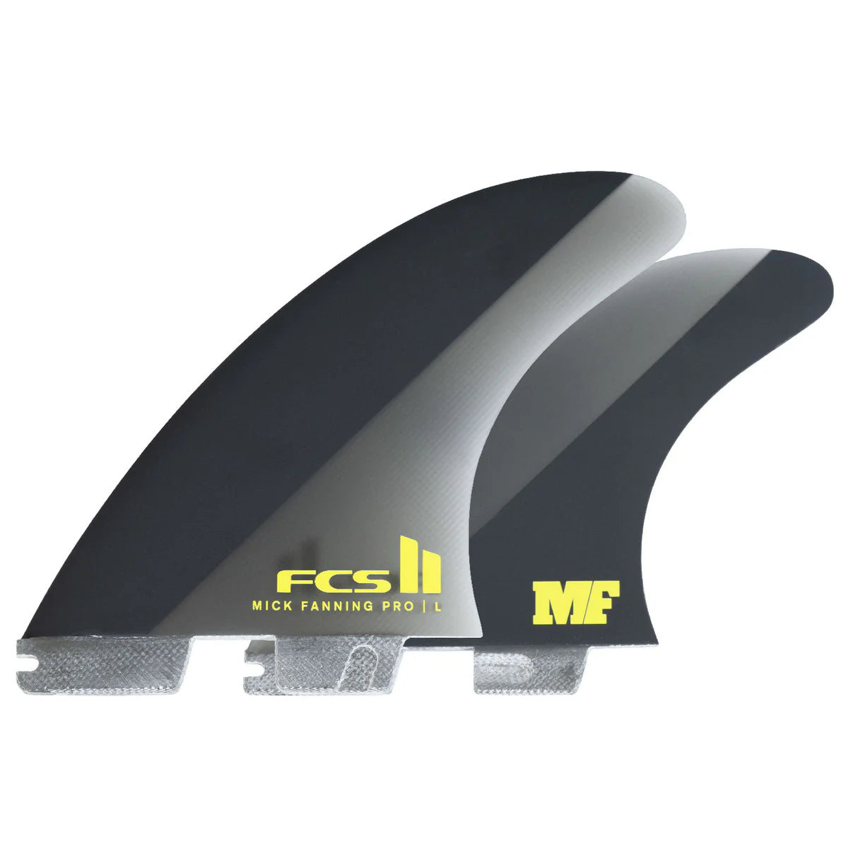 FCS II Mick Fanning PG Pro Tri Fin Set in Black / Acid