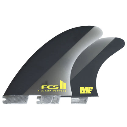 FCS II Mick Fanning PG Pro Tri Fin Set in Black / Acid