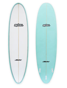 Rebel Mini Mal Surfboard - Seaglass Pinline - Full View