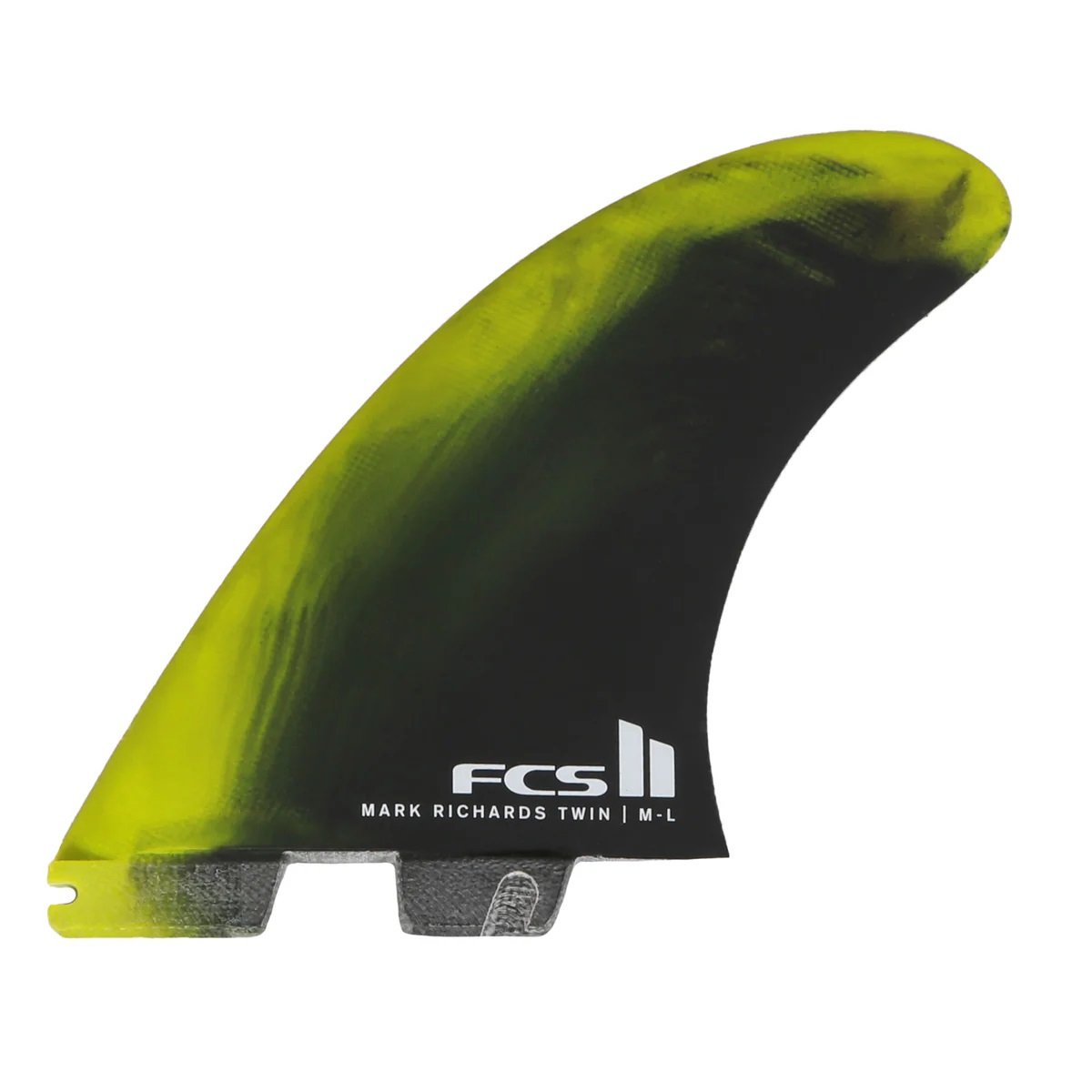 FCS II Mark Richards PC Twin + Trailer Fins in Cyber Lime/Black
