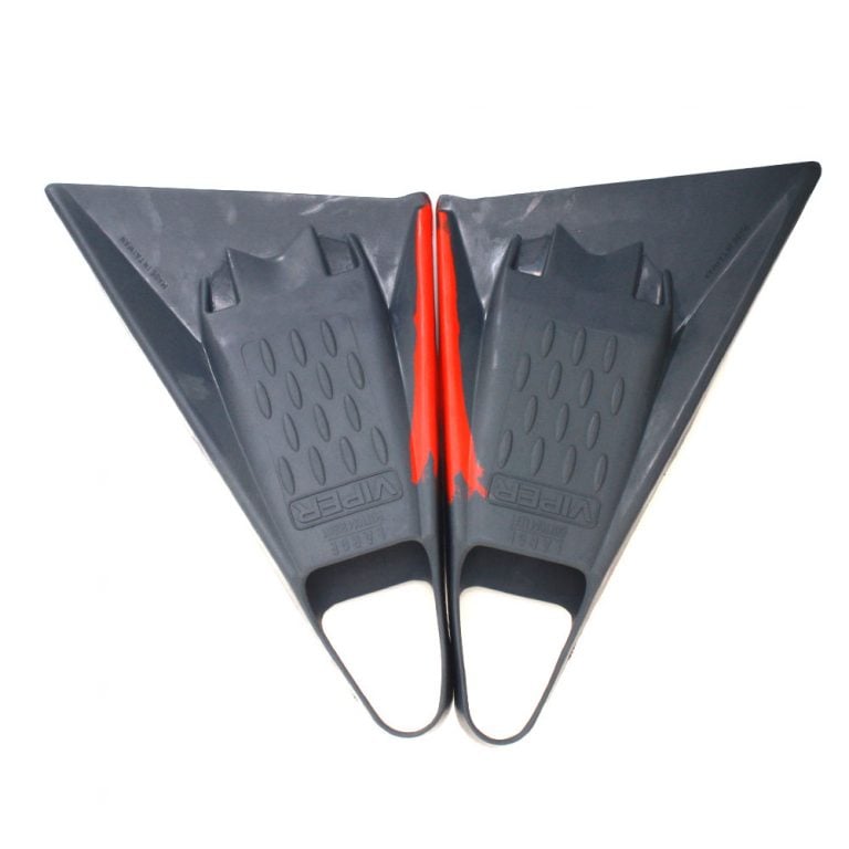 Mike Stewart Viper Delta Bodyboarding Fins - Grey/Red - Full View