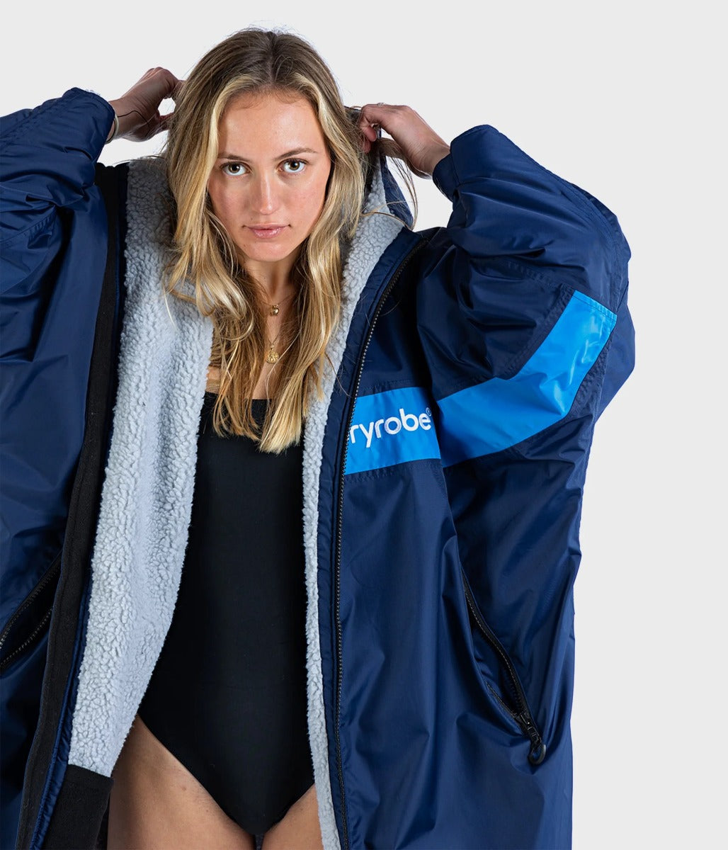 Dryrobe Advance Long Sleeve Remix Adult Changing Robe - Navy/Grey