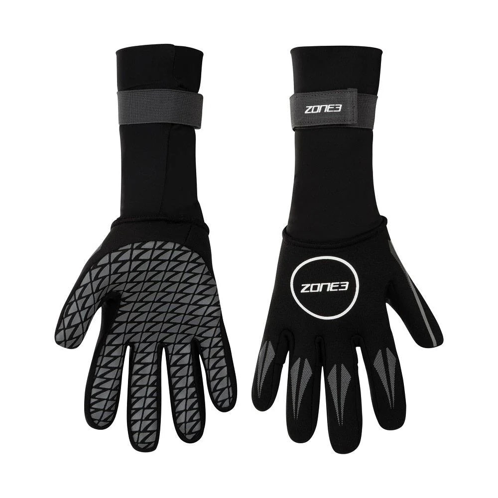 ZONE3 Neoprene Swim Gloves - Black/Silver