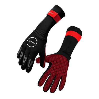 Zone 3 Neoprene Swim Gloves - Black/Red - Full View