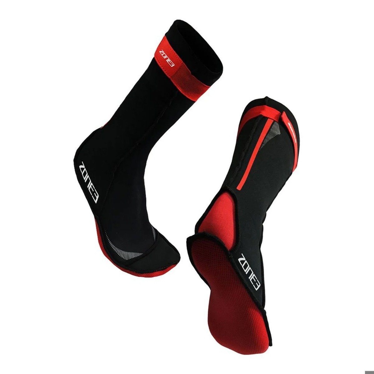 Zone3 Neoprene Swim Socks - Black\Red  - Full View