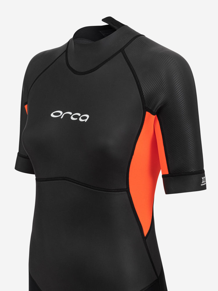 Orca Vitalis Women's Openwater Shorty Wetsuit 2026 - Black/Orange