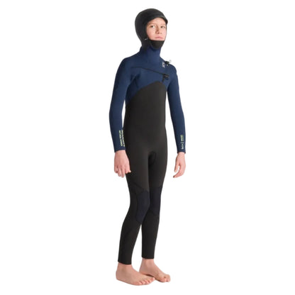 C-Skins NuWave Session 5/4mm Junior GBS Hooded Winter Wetsuit 2026 - Black / Bluestone X / Cool Green