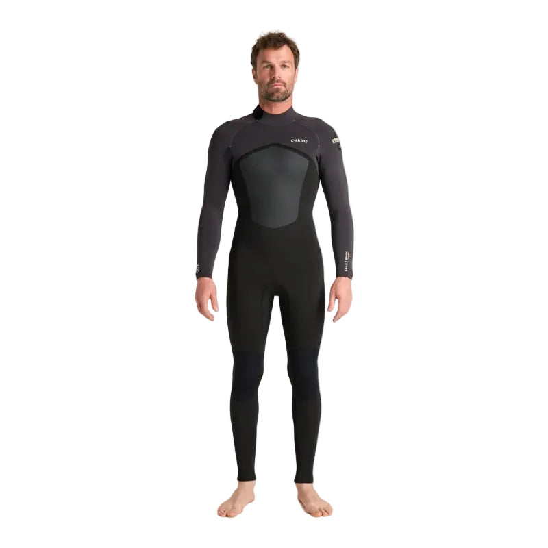 C-Skins NuWave Legend 4/3mm Mens GBS Back Zip Wetsuit in Black/Meteor/Yellow
