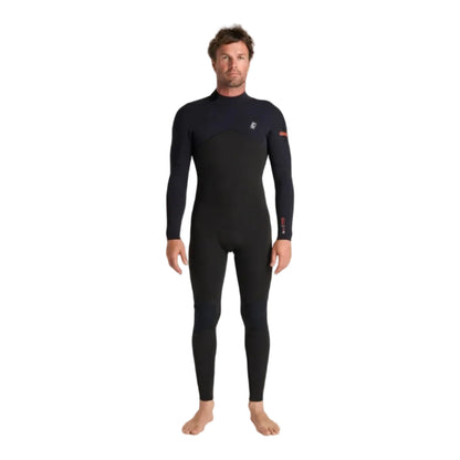 C-Skins NuWave Session 3/2mm Mens GBS Back Zip Wetsuit in Black / Warm Red