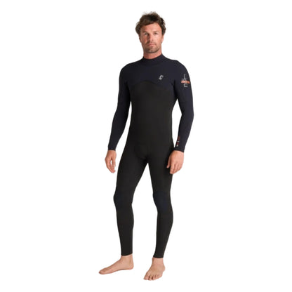 C-Skins NuWave Session 3/2mm Mens GBS Back Zip Wetsuit 2026 - Black / Warm Red