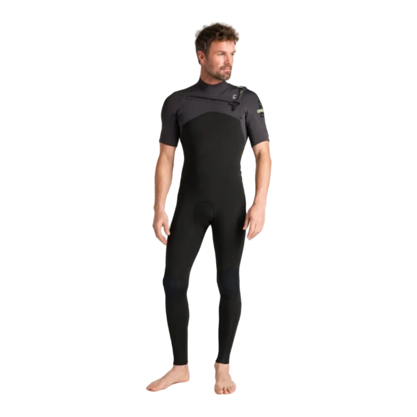 C-Skins NuWave Session Lite 2mm Mens Flatlock Chest Zip Short Arm Wetsuit 2026 - Black / Meteor