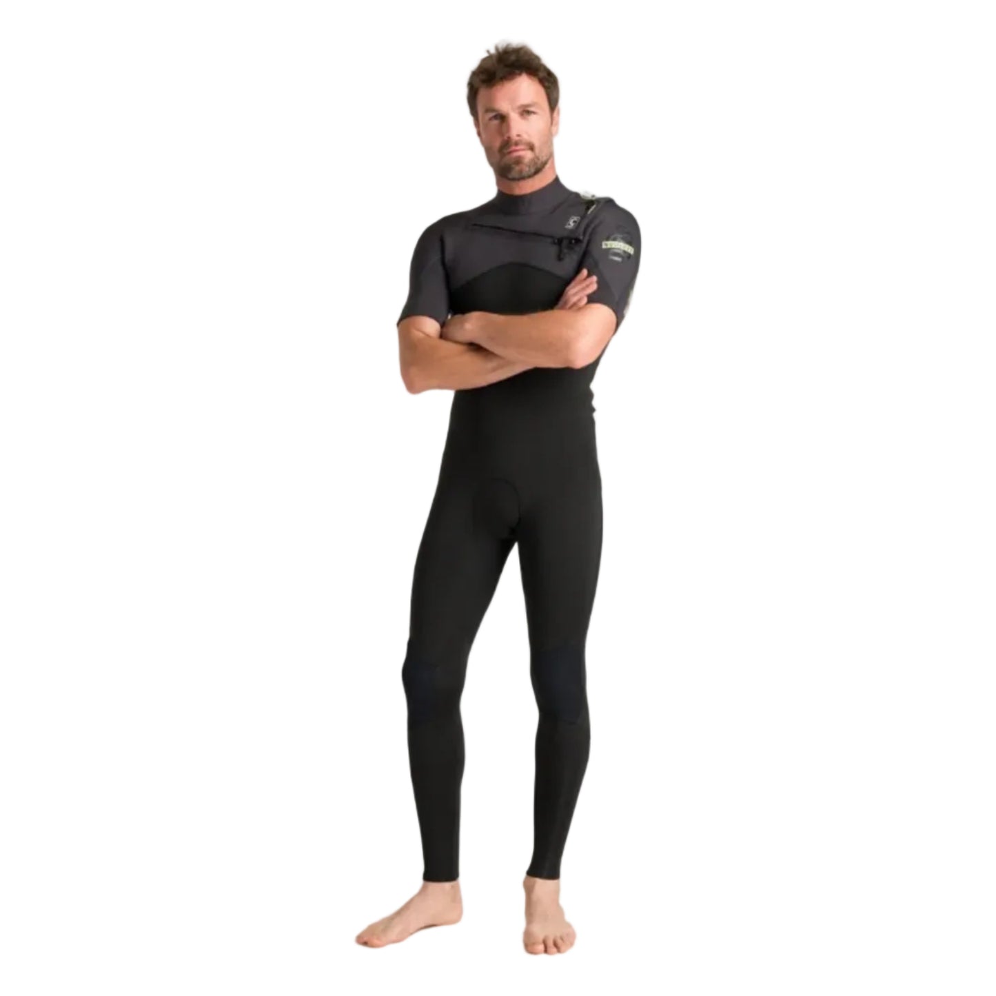 C-Skins NuWave Session Lite 2mm Mens Flatlock Chest Zip Short Arm Wetsuit 2026 - Black / Meteor