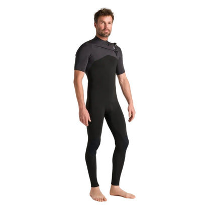C-Skins NuWave Session Lite 2mm Mens Flatlock Chest Zip Short Arm Wetsuit 2026 - Black / Meteor
