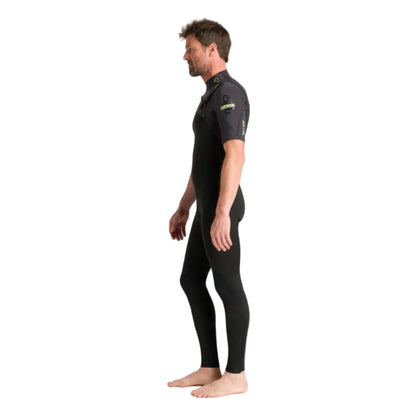 C-Skins NuWave Session Lite 2mm Mens Flatlock Chest Zip Short Arm Wetsuit 2026 - Black / Meteor