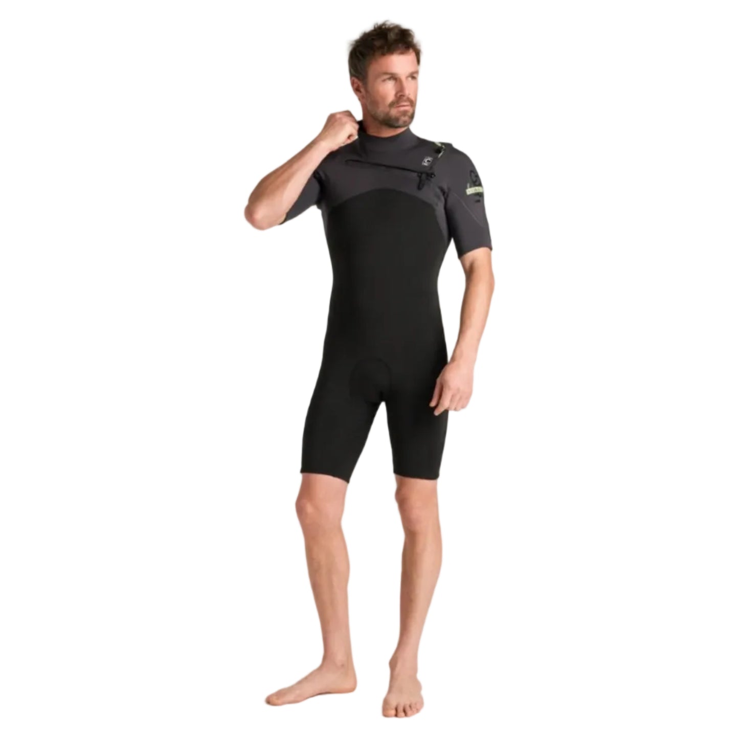 C-Skins NuWave Session Lite 2mm Mens Flatlock Chest Zip Shorty 2026 - Black / Meteor