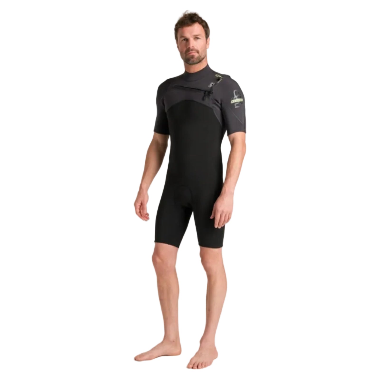 C-Skins NuWave Session Lite 2mm Mens Flatlock Chest Zip Shorty 2026 - Black / Meteor